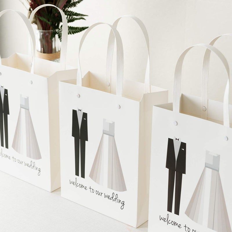 Crisky Welcome to Our Wedding Bags 25 pcs Welcome Wedding Bags for Hotel Guests, 10"X8"X4", Favor Bags - Image 4
